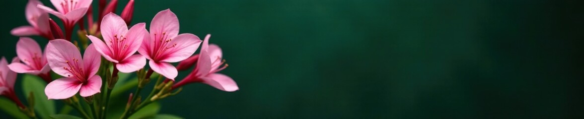 Dark green background with a bush of delicate pink Alstroemeria flowers, alstroemeria, nature