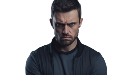 Mad Man Looking Intensely – Upset Expression, Isolated PNG
