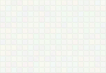 白くて淡いカラフルな四角いタイルが並ぶモザイク柄の壁