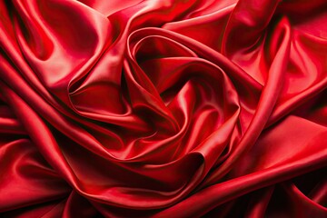 Obraz premium High-resolution image of luxurious red silk, elegantly draped, showcasing its flowing texture.