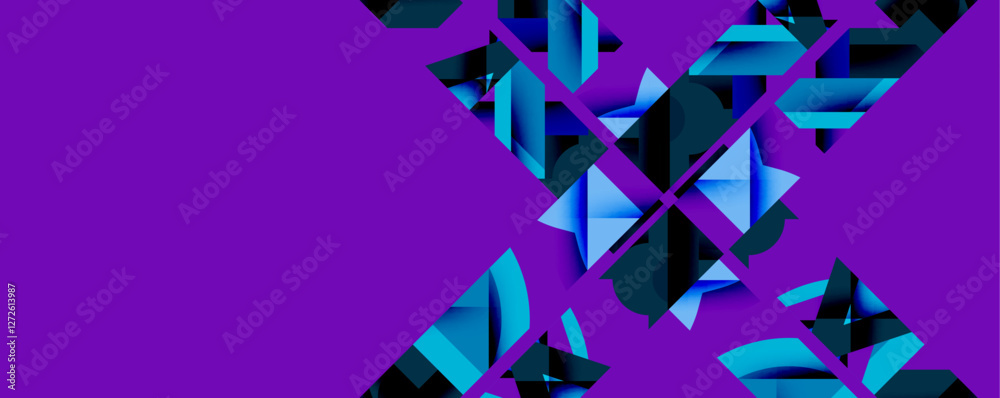 Aufkleber Circles, semi circles, squares and round triangles. Geometric mosaic style pattern abstract background for wallpaper, banner, backdrop, card, book Illustration, landing page