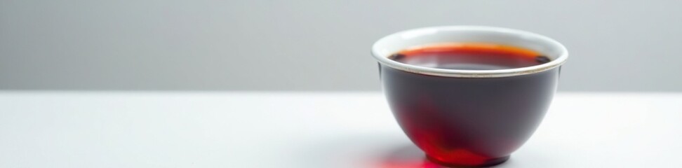 Dark liquid in a small cup on a white surface, liquid, cup