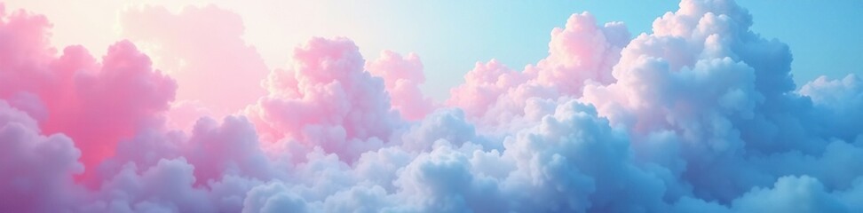 Soft blue mist swirls amidst pink cloud formations, ethereal, cloudy