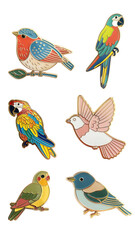 PNG enamel bird pin element set, transparent background