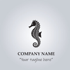Sea horse logo company black and white vector illustration