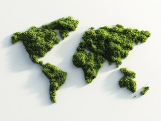 World map covered in moss, environmental concept