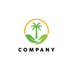 Palm tree summer logo template vector illustration