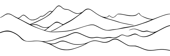 Curved lines, imitation of mountain ranges, vector background, minimalism