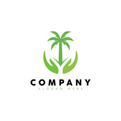 Palm tree summer logo template vector illustration