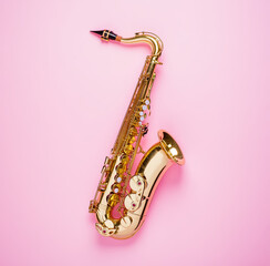 saxophone on red background