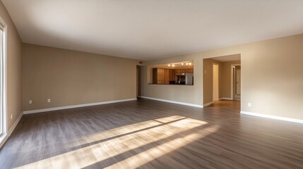 Empty Modern Living Room with Natural Light and Open Space for Creative Decoration : Generative AI