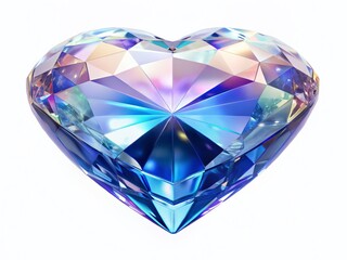 Fototapeta premium Sparkling White Heart Crystal Valentine's Day Symbol - Isolated on White Background