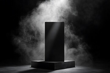 Abstract black background with smoke and fog.