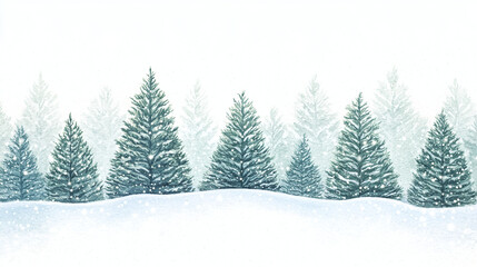 Obraz premium Winter Forest Scene Watercolor Painting