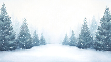 Fototapeta premium Winter Forest Scene with Snow