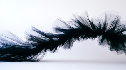 Obraz premium Elegant Black Tulle Fabric Swirl Abstract Texture Fashion Design Flowing Drape Soft S