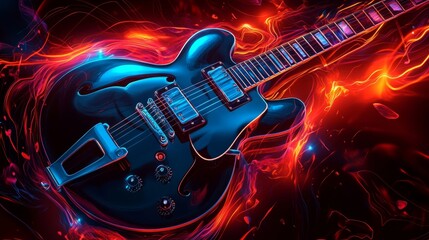 Obraz premium Electric Guitar in Fiery Abstract Art