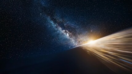 Fototapeta premium Cosmic Horizon Milky Way Galaxy Starry Night Light Trails Space Exploration Abstract
