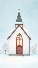 Fototapeta premium Charming Winter Church in the Snow