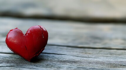 Fototapeta premium Wooden Heart on Rustic Table Evoking Feelings of Love and Warmth : Generative AI