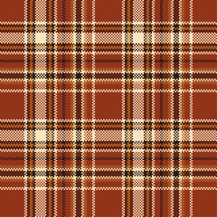 Seamless pattern classic plaid fabric texture in brown tones. Vector illustraion for background textile design.