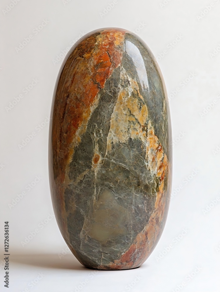 Poster unique polished stone sculpture with vibrant colors and smooth surface for modern decor : generative