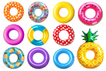Swimming rings png element set on transparent background
