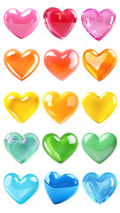 PNG 3D heart set, transparent background