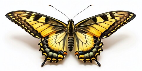 Stunning Tiger Swallowtail Butterfly on Pristine White Background - High-Resolution Stock Photo