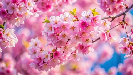 Naklejka premium Stunning Vertical Panoramic View of Pink Sakura Blossoms in Full Bloom