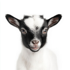 Fototapeta premium Close Up Portrait of an Adorable Young Goat with Black and White Fur