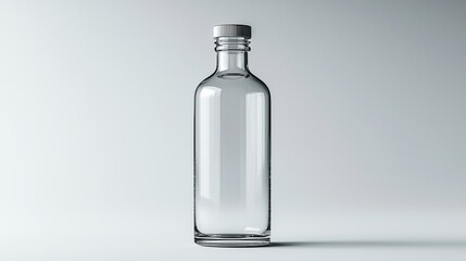 Bottle with a white lid and a black cap on a plain background for packaging and product design