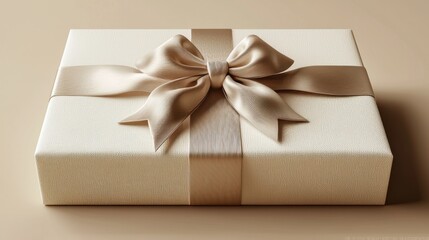 White gift box with a decorative bow on top placed on a clean surface for gifting occasions