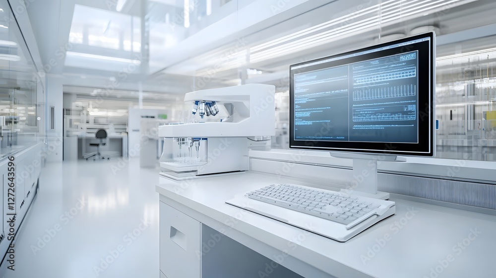 Leinwandbilder close up view of a state of the art dna sequencer machine situated in a sleek high tech laboratory e
