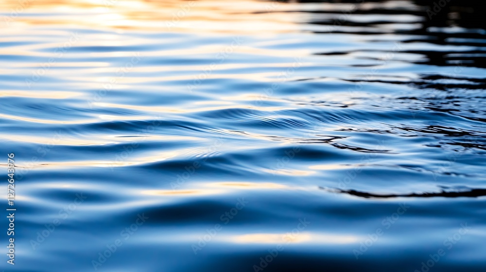 Aufkleber calm and reflective surface of water with gentle ripples under a beautiful colorful sky at dusk : ge