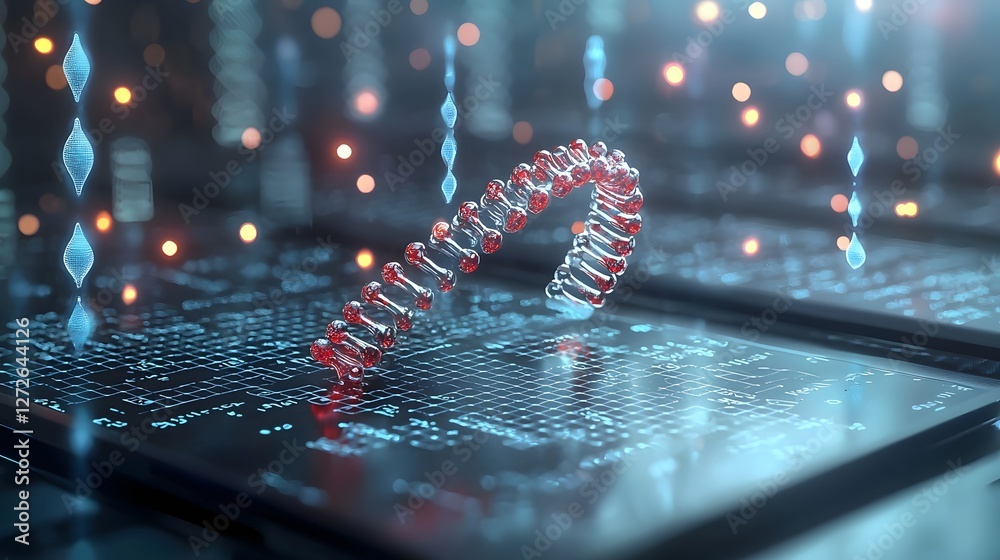 Poster Detailed Close Up View of a Microfluidic Chip for Precise DNA Analysis and Biotechnology Research Under a Macro Showcasing the Complex Structure and Patterns of this Scientific Instrument Used in
