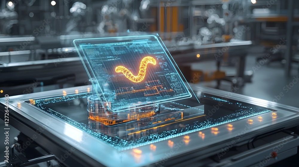 Aufkleber digital photograph showcasing a transparent augmented reality screen displaying detailed visualizations and analytics of human genome data representing innovative advancements in bioinformatics