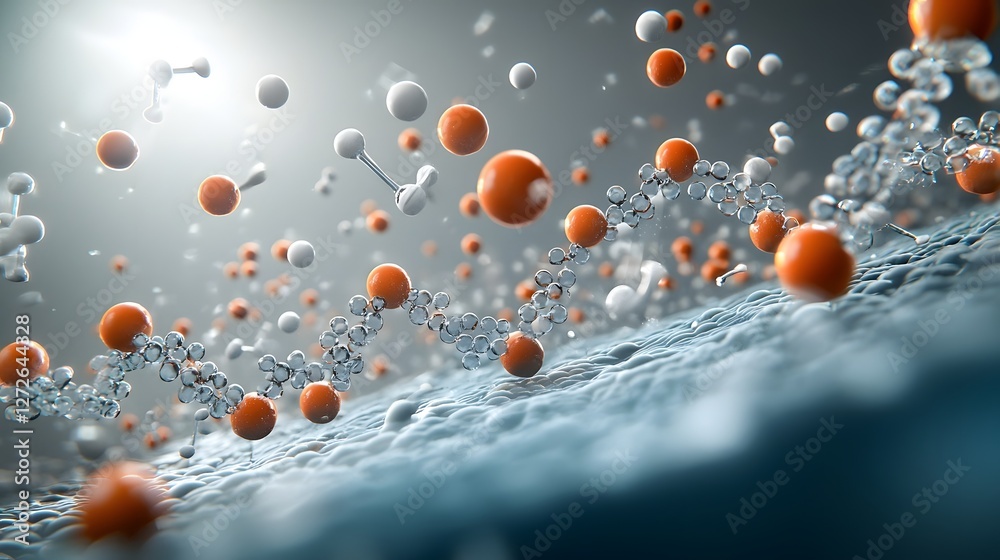 Leinwandbilder Electron Microscope Imaging Reveals the Intricate Molecular Structure and Complexity of DNA Strands at the Nano Scale