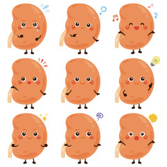 腎臓のキャラクター　表情セット