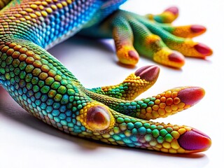 Obraz premium Surreal Close-Up of a Gecko's Foot on White Background - Detailed Macro Photography