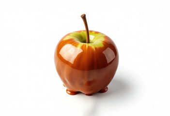 Obraz premium Glossy Caramel Apple on White Background