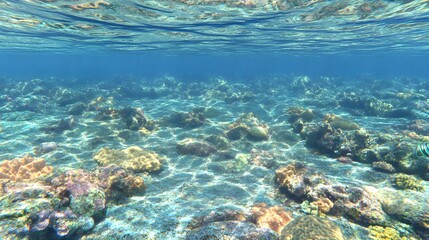 Fototapeta premium Photorealistic Underwater Scene with Calm Blue Water and Ripples