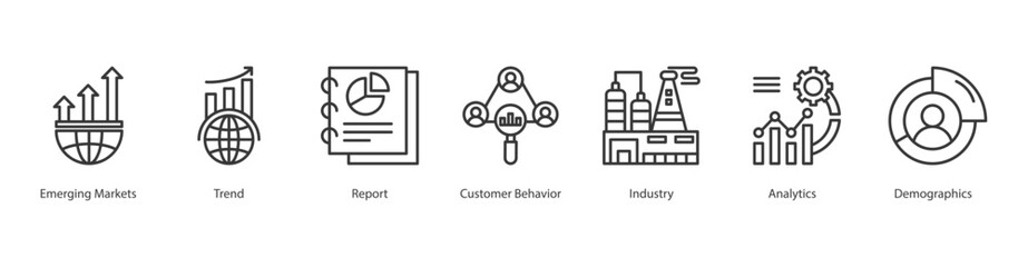Product Lifecycle Analysis Icon report, trend, customer behavior, industry, emerging markets, demographics, analytics