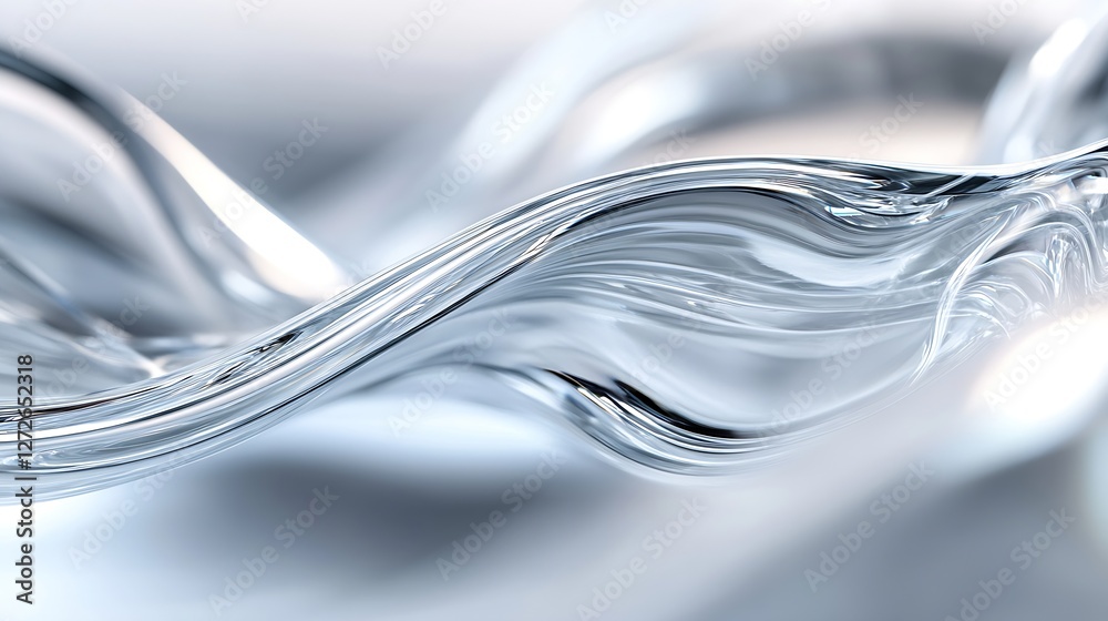 Fototapete elegant clear glass wave with smooth lines capturing light reflections : generative ai