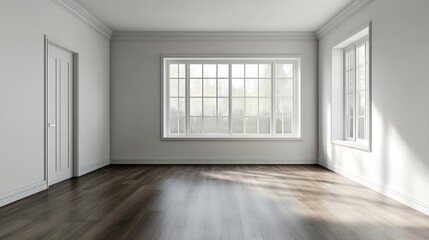 Fototapeta premium Bright and Spacious Empty Room with Natural Light and Open Windows : Generative AI