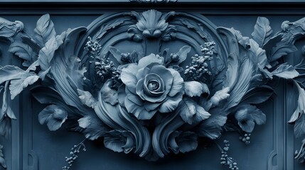 Luxurious Vintage Damask Pattern in Grey Texture with Floral Design