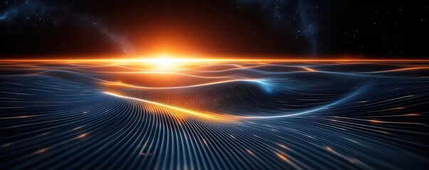 Sleek minimal holographic waveforms visualizing quantum fluctuations in deep space