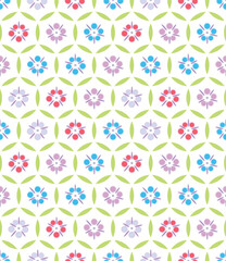 Japanese Circle Flower Petal Vector Seamless Pattern