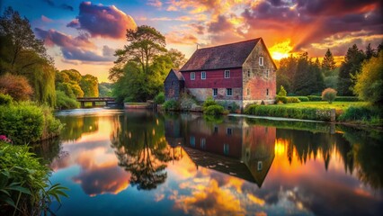 Fototapeta premium Surreal Landscape: Jordans Mill & Mill Pond, Bedfordshire, England