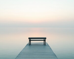 Obraz premium Dementia risk represented by a fading sunset over a quiet lake. Featuring soft, muted colors and serene tones